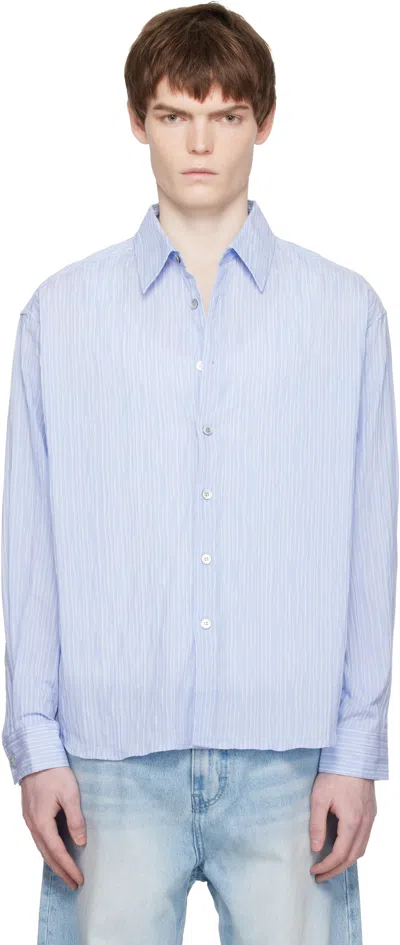 Coor Blue Semi-overfit Wrinkle Stripe Shirt