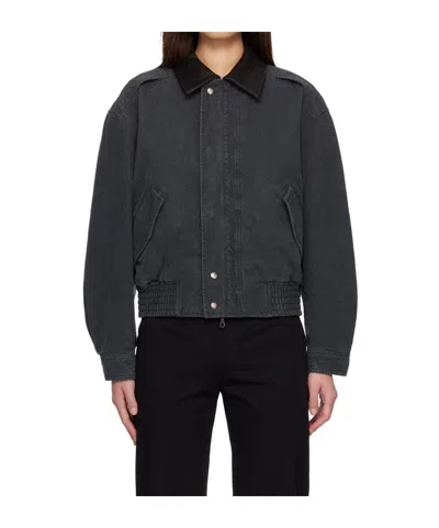Coor Bomber Jacket In Washed Navy Blue