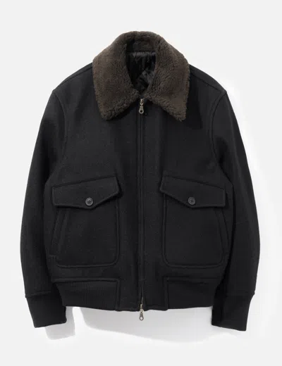 Coor Broken Wool G-1 Bomber Jacket In Black