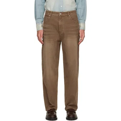 Coor Brown Brushed Rib Texture Jeans