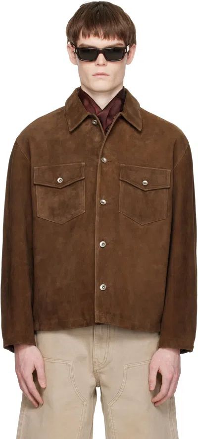Coor Brown Two-tone Button Suede Jacket
