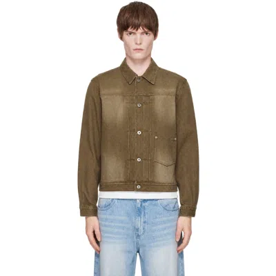 Coor Brown Type 1 Rib Texture Trucker Jacket In Neutral