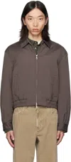 Coor Brown Wrinke Reglan Wool Blouson Jacket In Brown