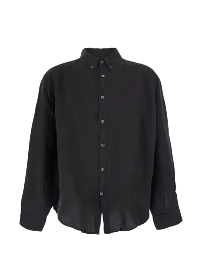 Coor Button-down Linen Shirt In Black