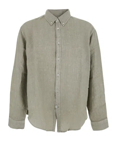 Coor Button-down Linen Shirt In Gray