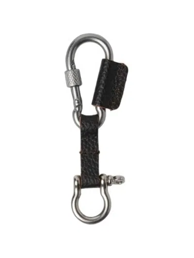 Coor Carabiner Leather Keyring In Black