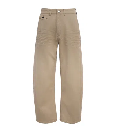 Coor Beige Cinched Back Embossed Curved Trousers In Brown