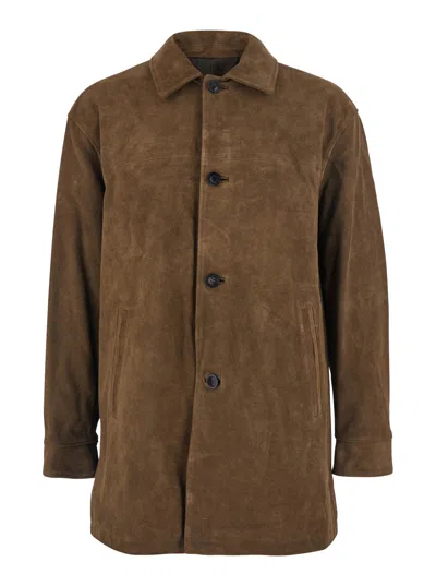 Coor Classic Collar Suede Jacket For Men In Brown