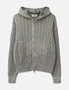 Coor Cotton Piece Dyed Cable Hoodie Zip-up In Gray