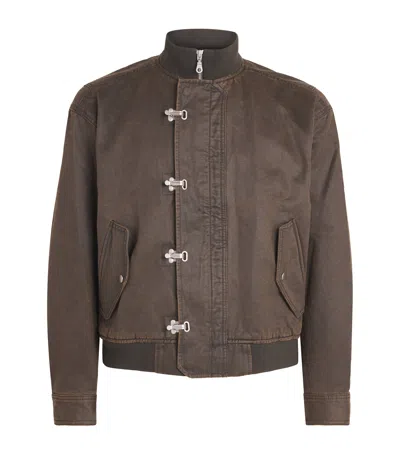 Coor Faux Suede Bomber Jacket In Brown