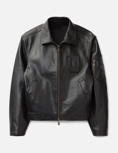 Coor Goat Skin Pilot Leather Jumper In Black