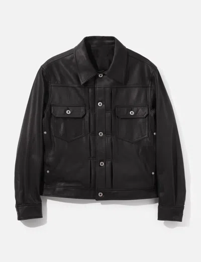 Coor Goat Skin Pocket Trucket Jacket In Black