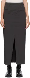 Coor Gray Cotton Relaxed Long Midi Skirt In Gray