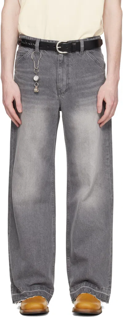 Coor Gray Cut-off Semi Flare Jeans