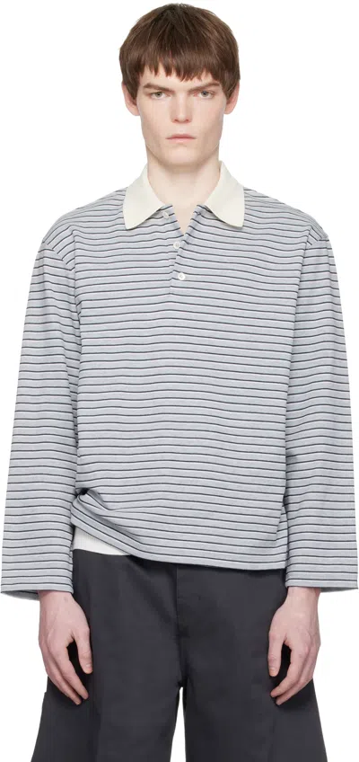 Coor Gray Multi-stripe Pique Polo In Blue