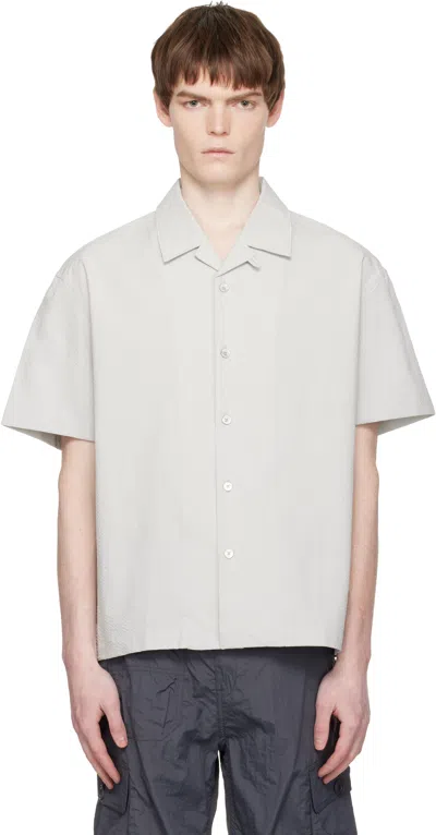 Coor Gray Panel Line Camp Collar Half Shirt. In Neutral