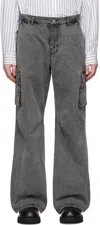 Coor Gray Pigment Dying Cargo Pants In Washed Charcoal Grey