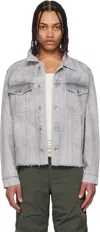 Coor Gray Shadow Washed Cutoff Denim Jacket In Washed Gray