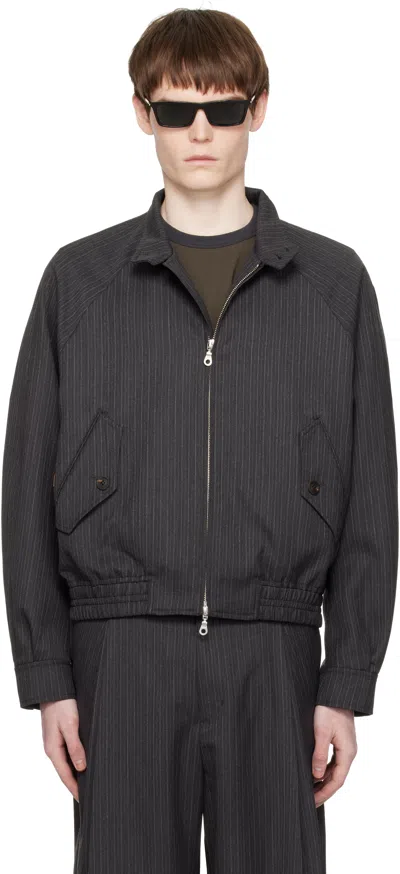 Coor Gray Striped Wool Blend Harrington Jacket
