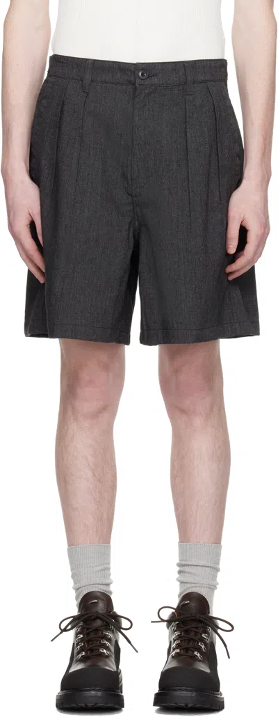 Coor Gray Two Tuck Linen Shorts In Black
