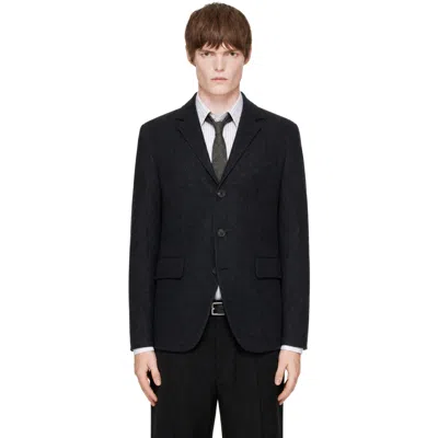 Coor Gray Virgin Wool Crease Washed Blazer In Black