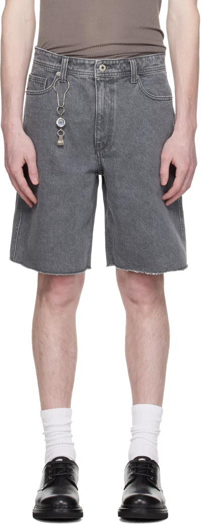 Coor Gray Washed Cutoff Denim Shorts In Blue