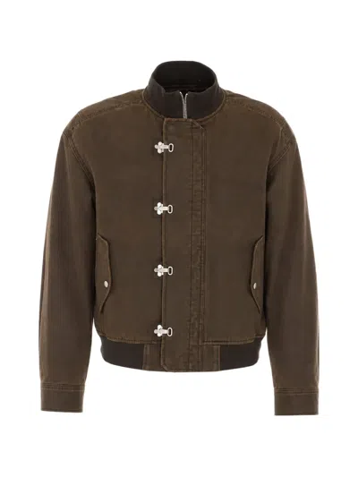 Coor High-neck Hook-fastening Jacket In Gray
