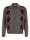 Coor Argyle Collar Cardigan With Notched Revers And Buttons In Gray
