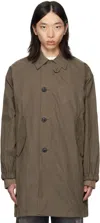 Coor Khaki Waxed Mill Coat In Brown