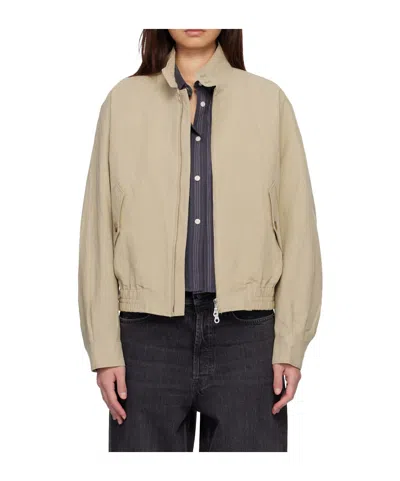 Coor Linen Blend Harrington Jacket In Sand Beige