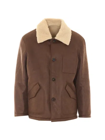Coor Linking Binding Faux-shearling Jacket In Multi