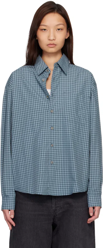 Coor Navy Micro Ombre Check Shirt In Blue