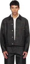 Coor Navy Type 1 Rigid Denim Trucker Jacket In Black