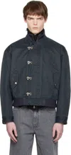 Coor Navy Washed Deck Hook Lip Bomber Jacket In Blue