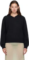 Coor Navy Wool V-neck Sweater In Black