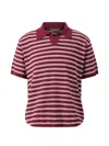 Coor Open-collar Stripe T-shirt In Red