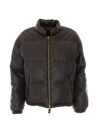 Coor Padded Faux-leather Jacket In Brown
