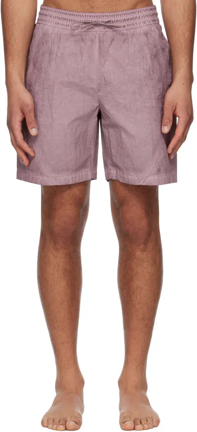 Coor Purple Lipstop Over Dying Curved Swim Shorts In Washed Purple
