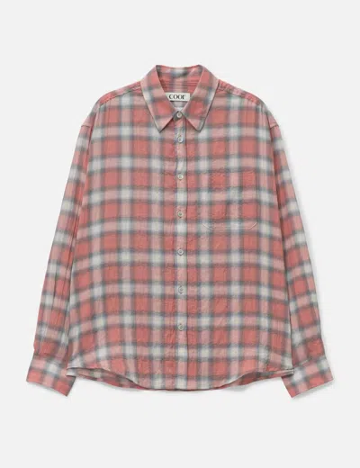 Coor Seersucker Ombre Checkered Shirt In Pink