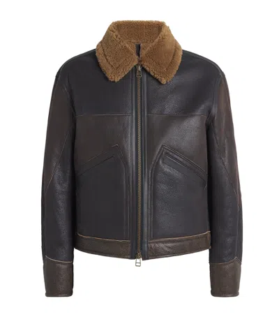 Coor Shearling-lined Leather Jacket In Brown