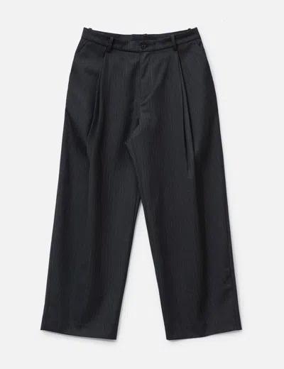 Coor Stripe Wool Blend Pleated Trousers In Black