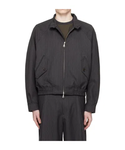 Coor Striped Wool Blend Harrington Jacket In Gray