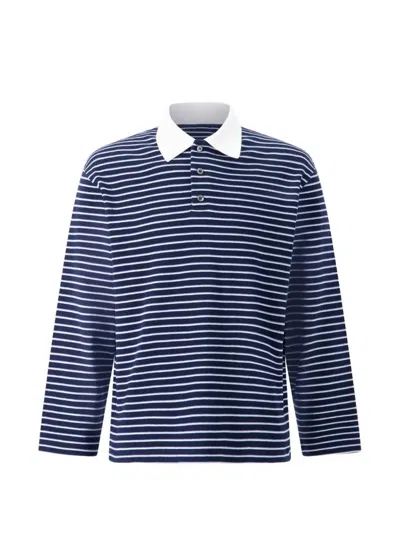 Coor Striped-pattern Polo Shirt In Blue