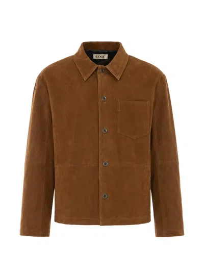 Coor Suede Patch-pocket Jacket In Brown