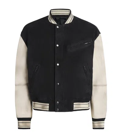 Coor Suede Varsity Jacket In Black