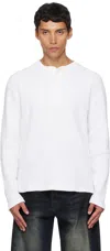 Coor White Waffle Long Sleeve Henley In White