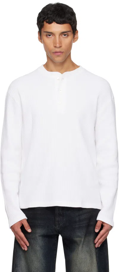 Coor White Waffle Long Sleeve Henley