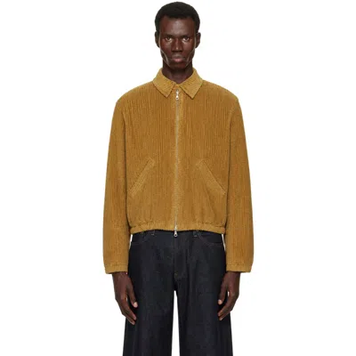 Coor Tan Corduroy Dyed Swingtop Quilted Bomber Jacket In Brown