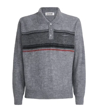 Coor Textured Stripe Polo Sweater In Gray