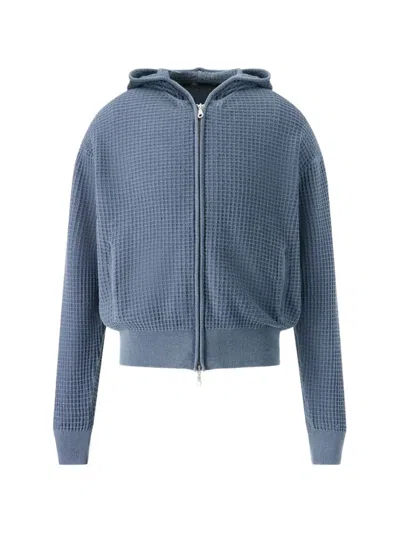 Coor Waffle Cotton Hoodie In Blue